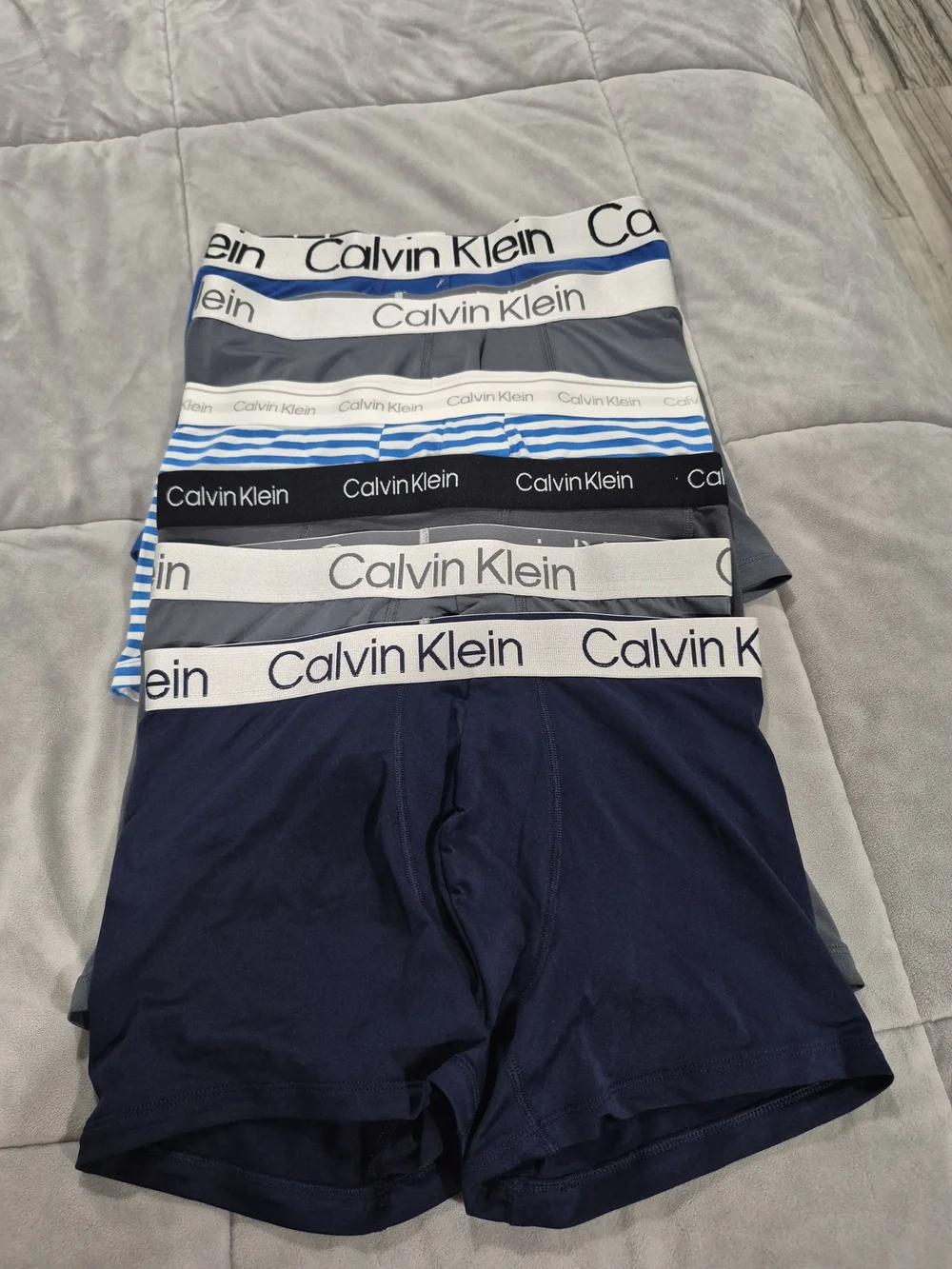 Calvin Klein Men’s Cotton Stretch Boxer Briefs – Navy & Gray Pack - Picture 1 of 8